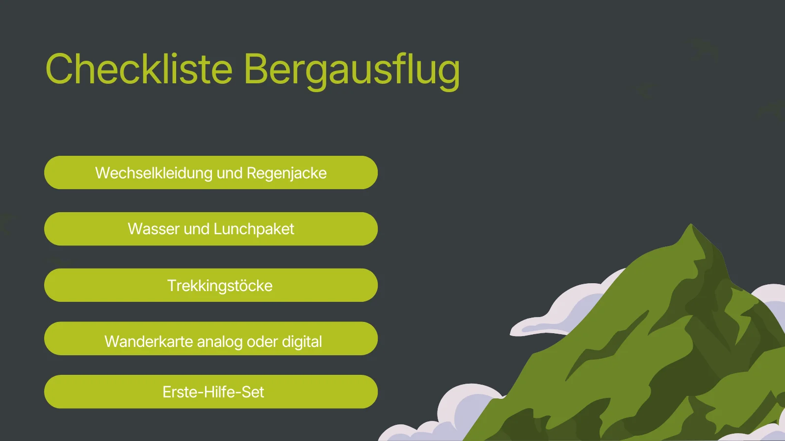 Checkliste Bergausflug